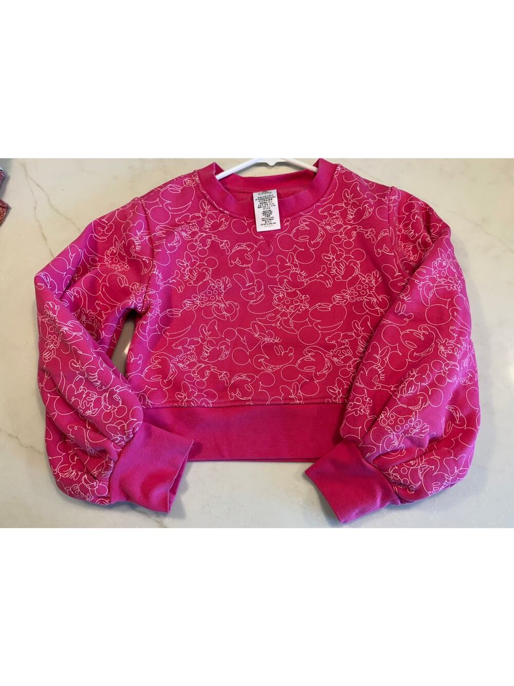 Disney Mickey and Minnie Mouse Cropped Sweatshirt Hot Pink girls youth size 13